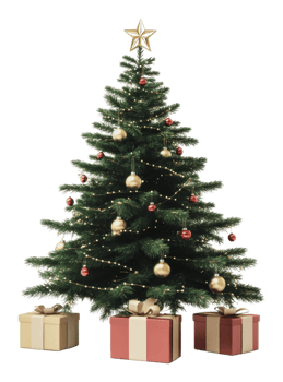 Chic tree with gifts for the holidays png