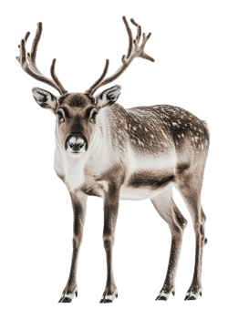 Majestic reindeer standing on a snowy landscape png