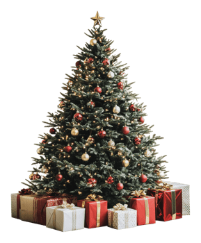 Christmas tree with gifts below png