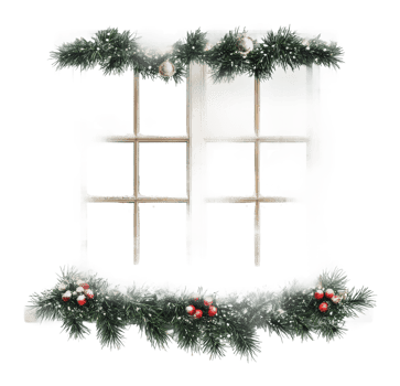 Winter decor on a frosty window png