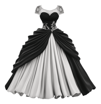 Black and white evening gown showcase png