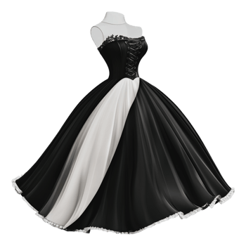 Elegant black and white dress with details png