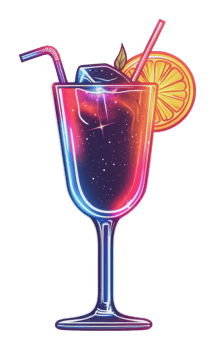 Colorful cocktail with ice and fruit png