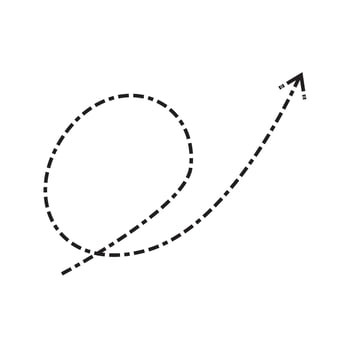 Dotted arrows with wave-like paths, symbolizing creativity and upward movement. vector