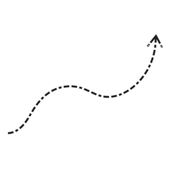 Flowing dotted arrows represent strategic planning and progress. vector