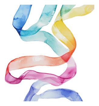 Colorful ribbons in abstract watercolor png