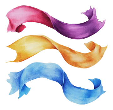 Colorful watercolor ribbons swirling in the air png