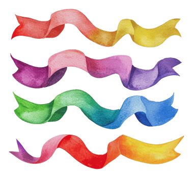 Vibrant watercolor ribbons for designs png