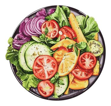 Fresh vegetable salad with colorful ingredients png