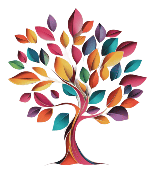 Colorful paper tree with vibrant leaves displayed png