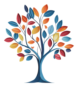 Colorful tree with vibrant leaves in autumn design png