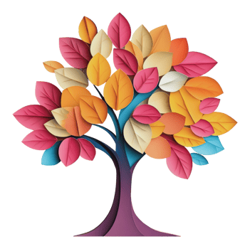 Colorful paper tree with autumn leaves on display png