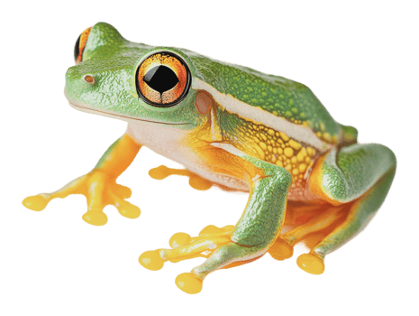 Colorful tree frog resting on a white surface png