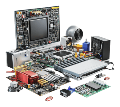 Assembly of electronic parts and boards png