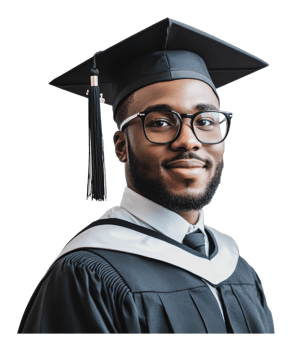 Joyful grad in cap and gown png