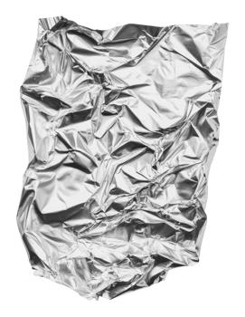 Crumpled silver foil sheet on a plain background png