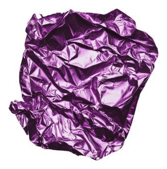 Crumpled purple foil texture on a white background png