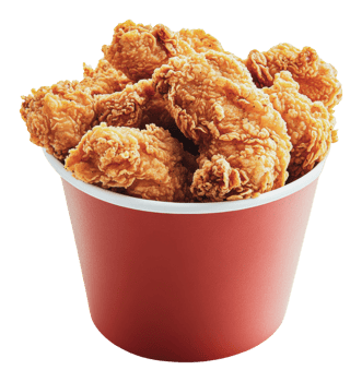 Crispy fried chicken pieces in a takeout container png