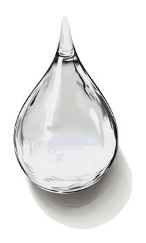 Clear water droplet resting on a smooth surface png