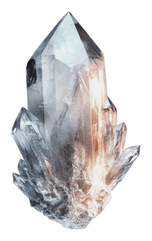 A clear quartz crystal shining in bright light png