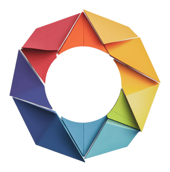 Circular colorful geometric paper design png