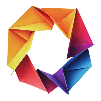 Colorful origami in a circle png