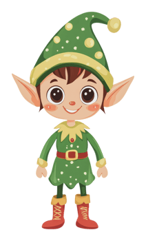 Joyful elf in a festive green outfit png