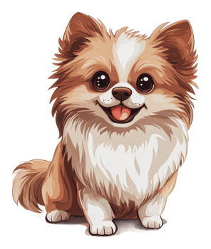 Cheerful cartoon Pomeranian sitting with a smile png