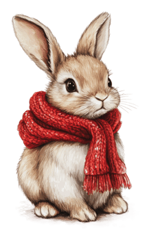 Cute rabbit wearing a red scarf looks adorable png