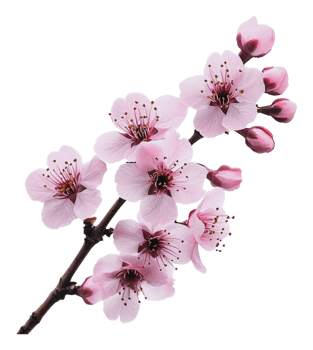 Delicate pink cherry blossoms blooming in spring png