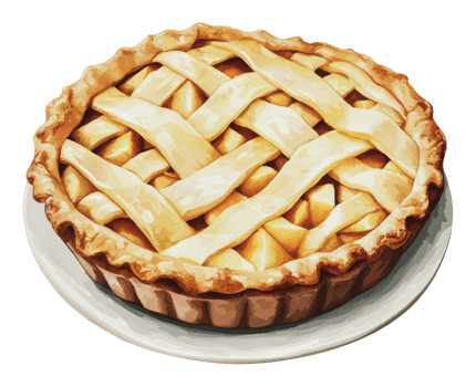 Apple pie on a white plate in sunlight png