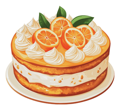 Orange cream cake with fresh fruit png