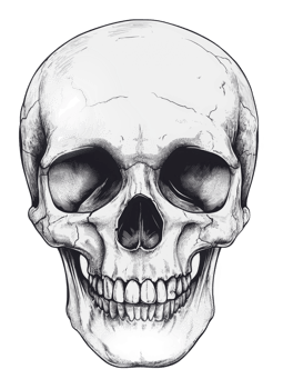 Black and white skull illustration png