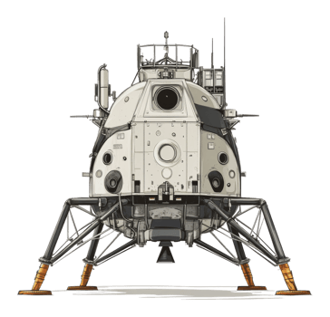Detailed front view of lunar lander png