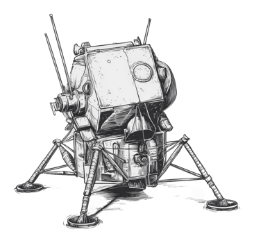 Lunar lander sketch on moon surface png