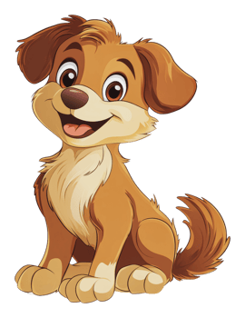 Happy cartoon dog sitting cheerfully in sunny day png