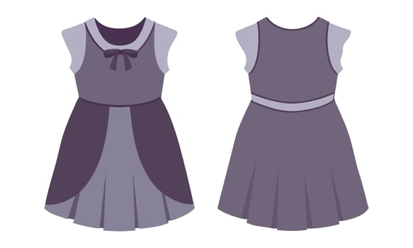 Baby girl outfit flat illustration showing both front and back views vector