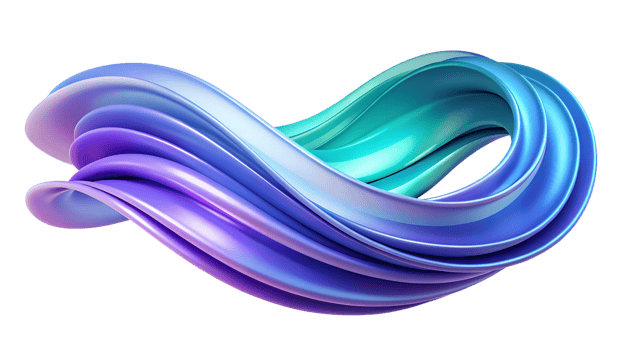 3D vibrant abstract fluid element with transparent background png