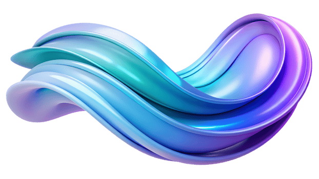 3D vibrant abstract fluid element with transparent background png