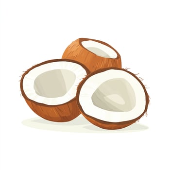Natural Coconut Halves Showcasing Freshness vector