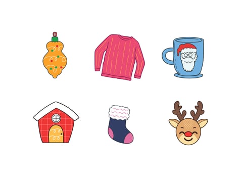 Christmas Set Hand Drawn Illustration vector