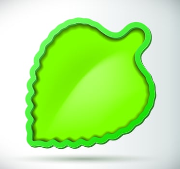 Green leaf with border and shadow vector
