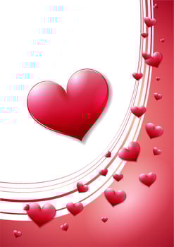 Valentine's Day card with scattered hearts vector