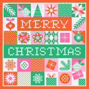 Merry Christmas greeting card with geometric design elements vector