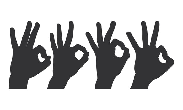 OK Hand Gesture Silhouette. Hand Expression Gesture OK Black. vector