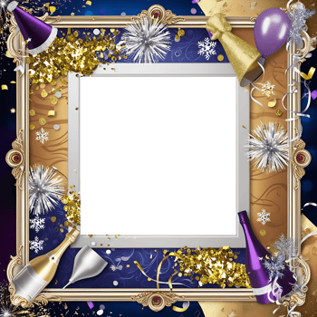 new year frame with confetti, balloons and confetti png