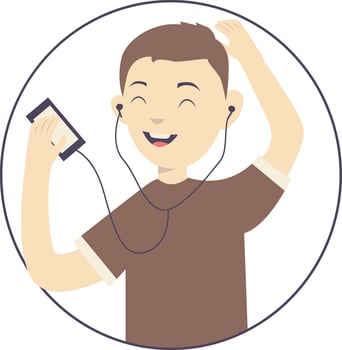 Guy Listening Music Illustration vector