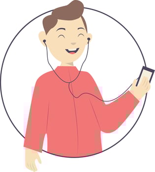 Young Boy Listening Music vector