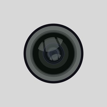 A camera lens on a gray background vector