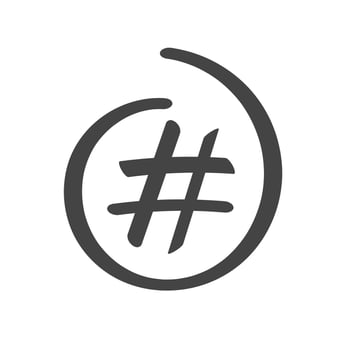Hand drawn hashtag in circle vector